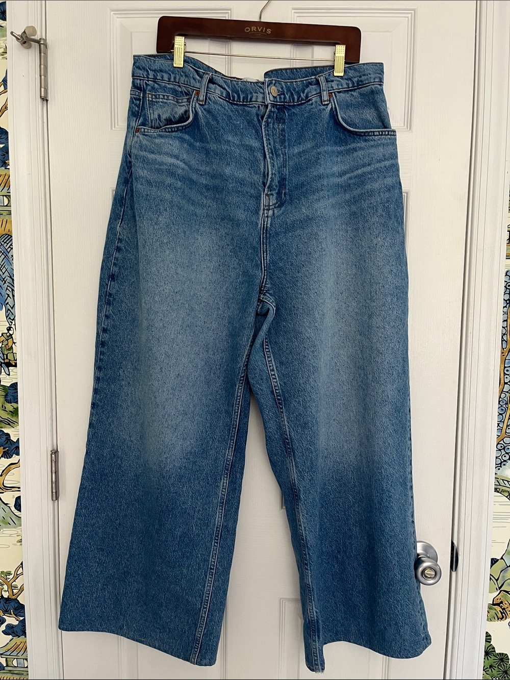 Reformation Wide-Leg Jeans in Medium Blue Wash